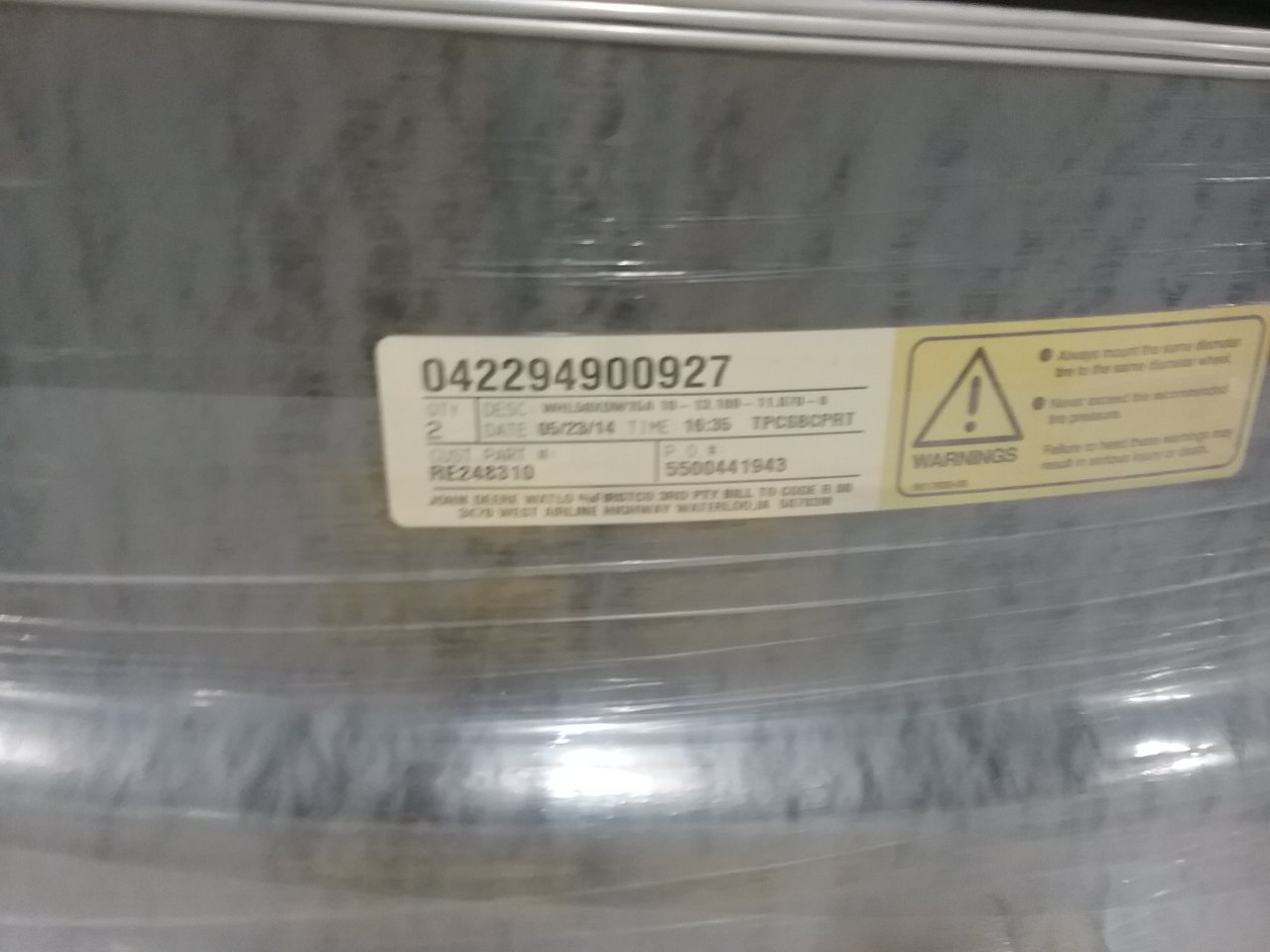 50''D x 15''W Formed Plate W/Weight Holes Wheel 042294900Y