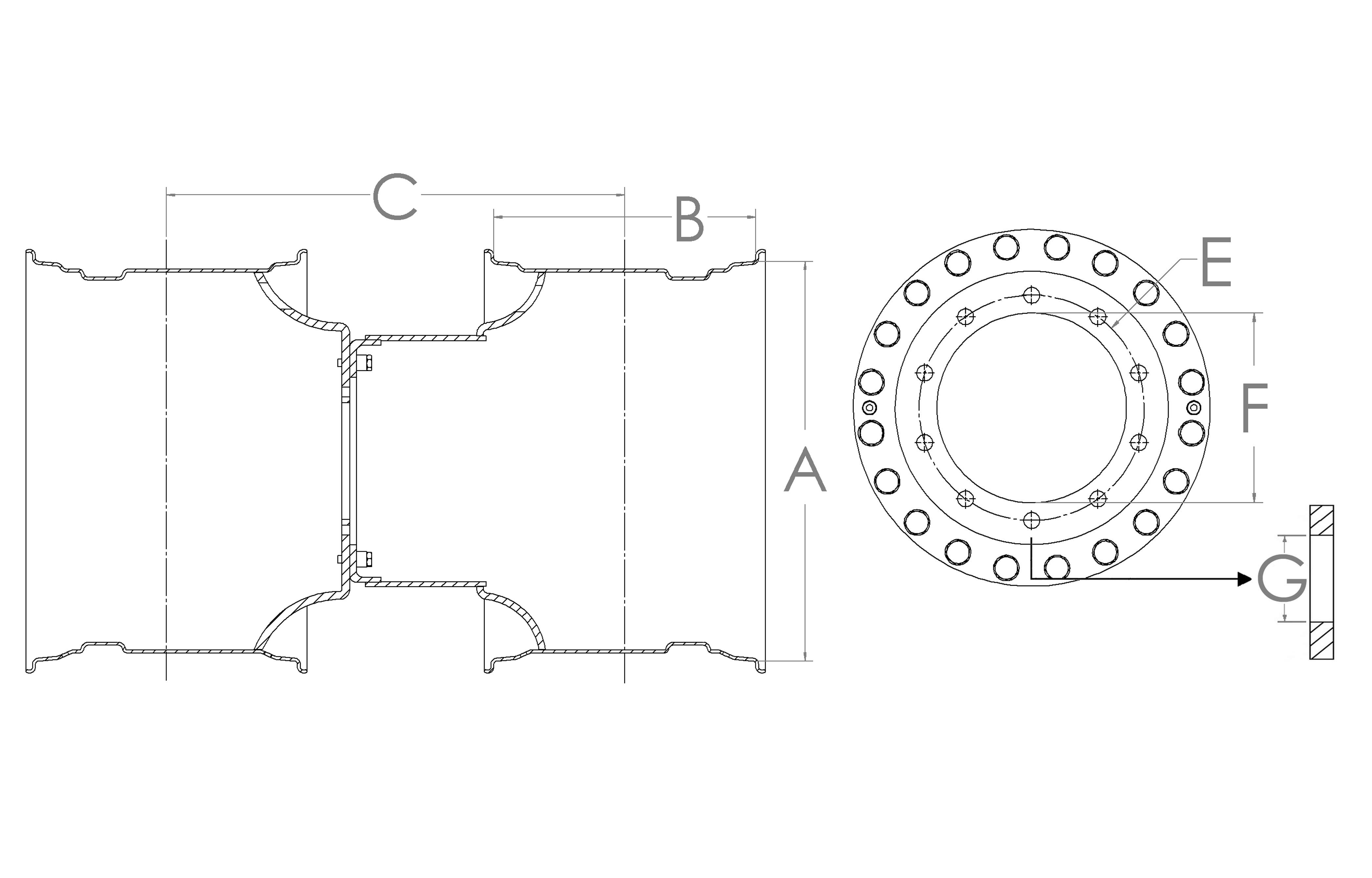 38''D x 25''W XHD Straddle Dual Kit 44" SPACING Wheel 50730